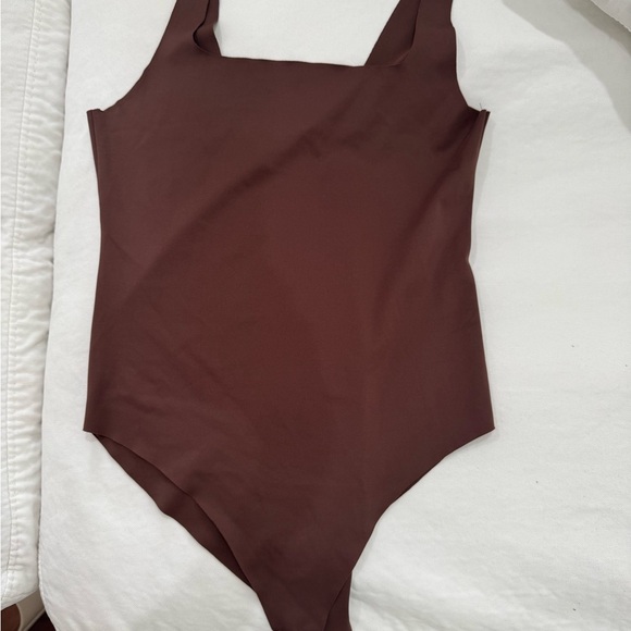 Zara Rust-Brown Square Neck Bodysuit size M - Picture 2 of 4